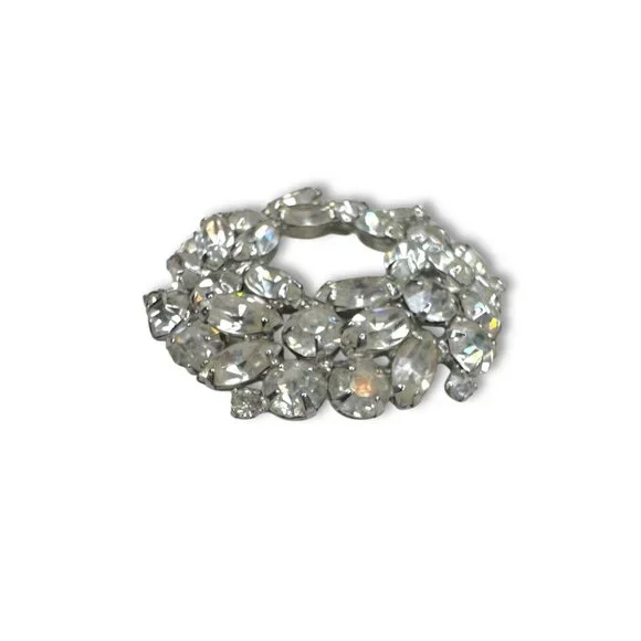 Weiss Silver Tone Clear Crystal Wreath Brooch Vintage - Picture 6 of 9